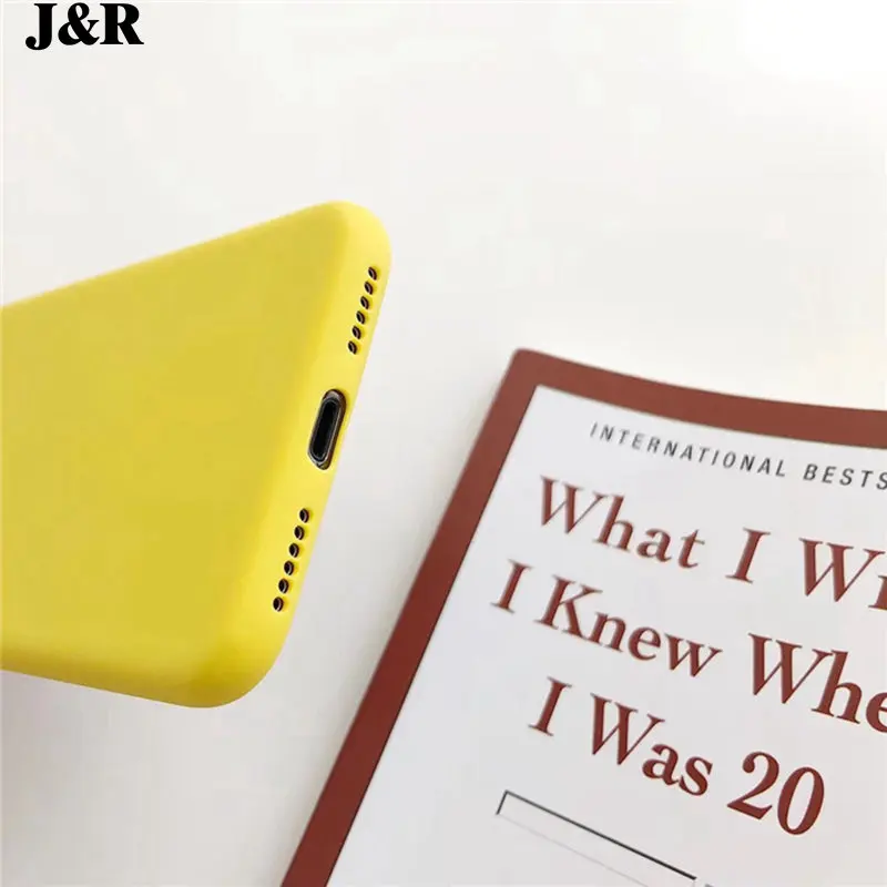 J&ampR Fashion Simple Solid Color Phone Case For iPhone 6 6s 7 8 Plus X Yellow Silicone Soft TPU Back Cover Cases |