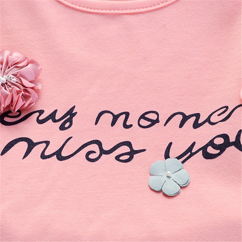 Летняя одежда для маленьких девочек новинка 2018 комплект малышей футболка с