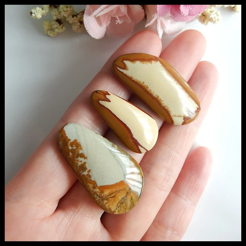 3 pcs Semi-precious stones US Picture Jasper fashion pendant Cabochons 36x19x5mm 28x14x5mm 14.7g | Украшения и аксессуары