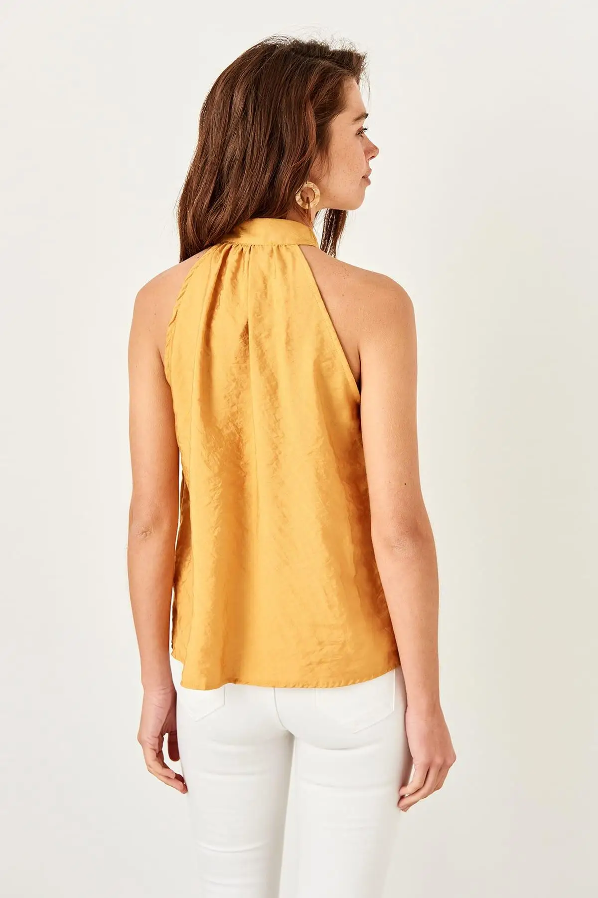 Trendyol горчичная кость Кнопка деталь Bluz TWOSS19GK0054 |