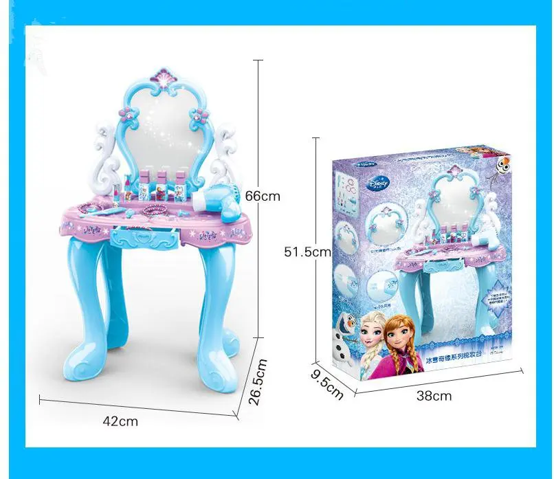 with retail box Новинка, ролевые игры, игрушки для макияжа, Annaelsa, принцесса, игрушки для девочек, juguetes, вечерние, имитационный туалетный столик, Детский Рождественский подарок - Цвет: with retail box
