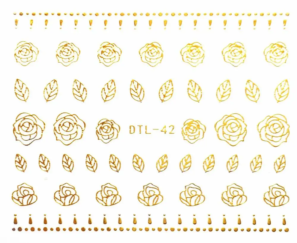 DTL042gold 30 стилей! 1, постельные простыни, модный 3D золотой лак для ногтей Черный наклеиваемые элементы украшения наклейти для дизайна ногтей советы Красота - Цвет: DTL042gold