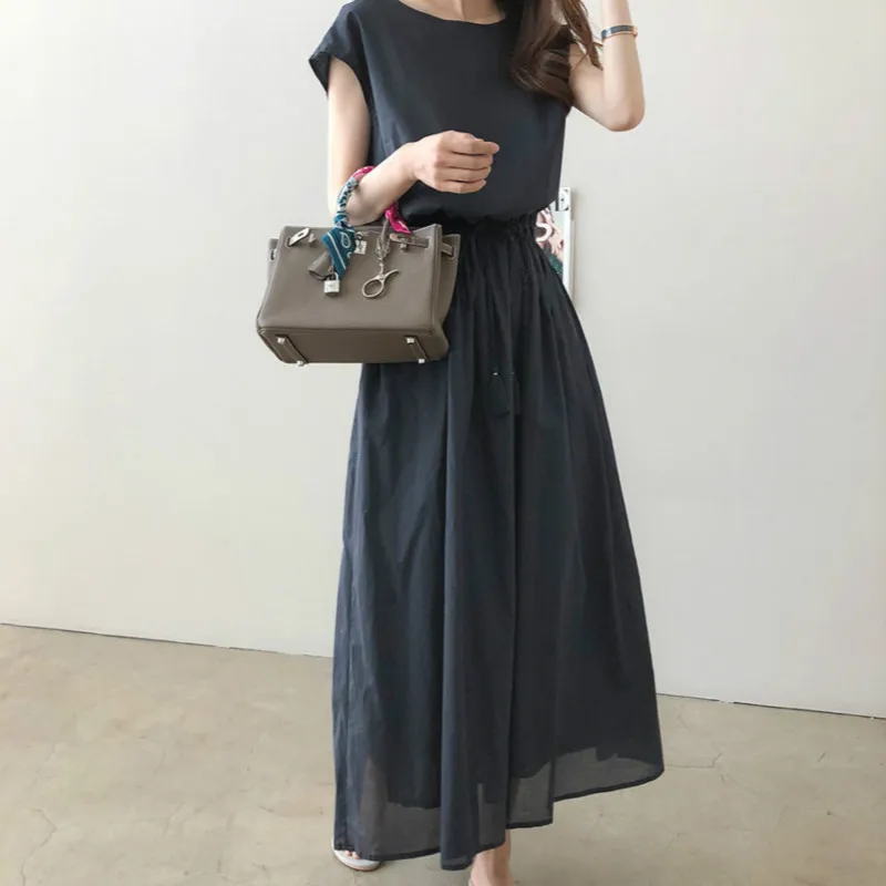 Летнее Длинное Элегантное платье с коротким рукавом женское повседневное