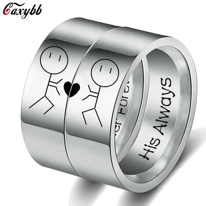 

Lovers Ring His Always and Her Forever 316L Stainless Steel Couples Heart Ring Promise Rings Engagement Wedding Bands