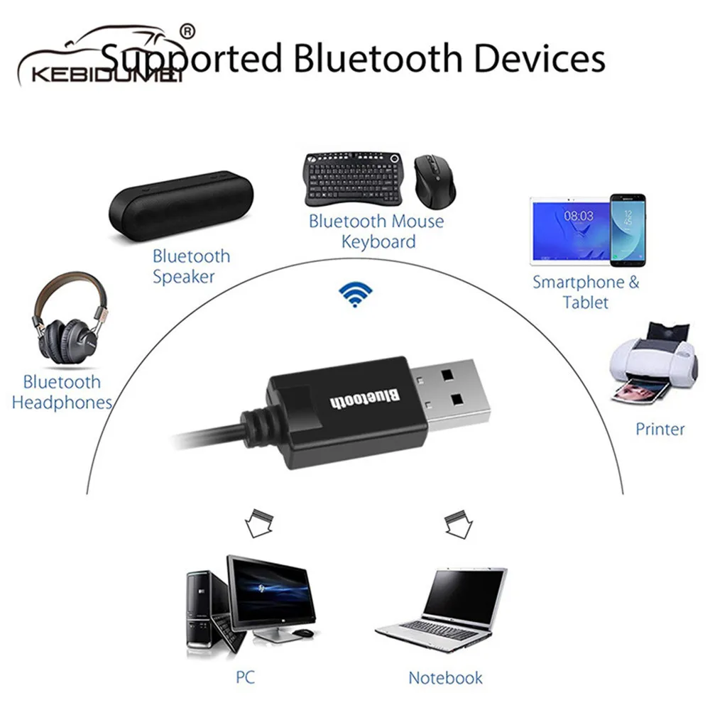 Мини 3,5 мм разъем AUX Bluetooth приемник автомобильный комплект аудио MP3 музыка USB ключ адаптер для беспроводной клавиатуры FM радио динамик