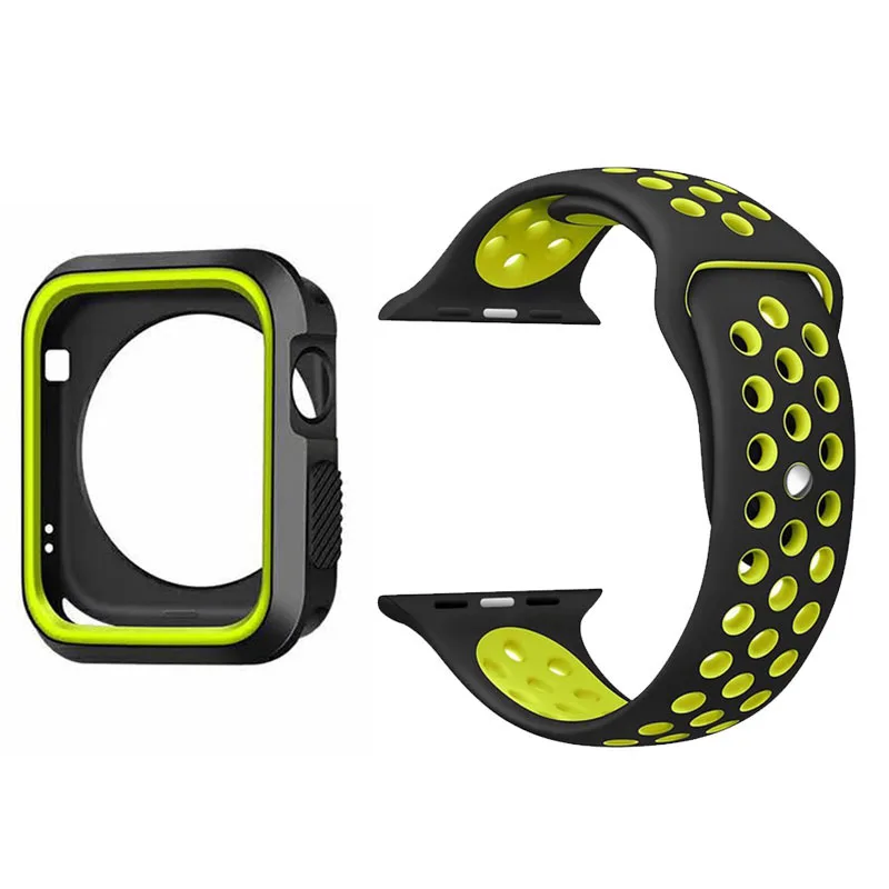 Силиконовый ремешок для apple watch band 38 мм 42 мм iwatch 4 Band 44 мм/40 мм ремешок для часов Ремешок для apple Watch 4 3 2 1 - Цвет ремешка: No8 Black yellow