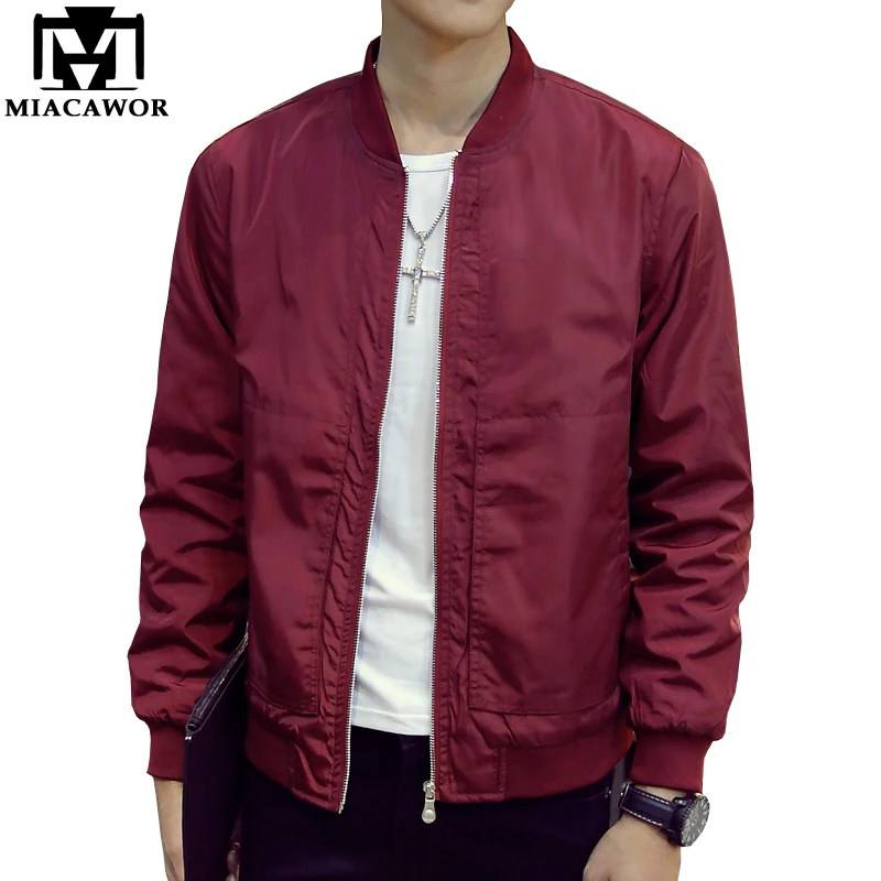 MIACAWOR Новинка куртка бомбер для мужчин осенние мужские пальто Veste Homme однотонная