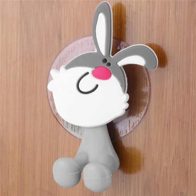 rabbit Мультипликационный держатель для зубных щеток на присоске, многофункциональные крючки на присоске для животных, детский набор для ванной комнаты, аксессуары, экологически чистые - Цвет: rabbit