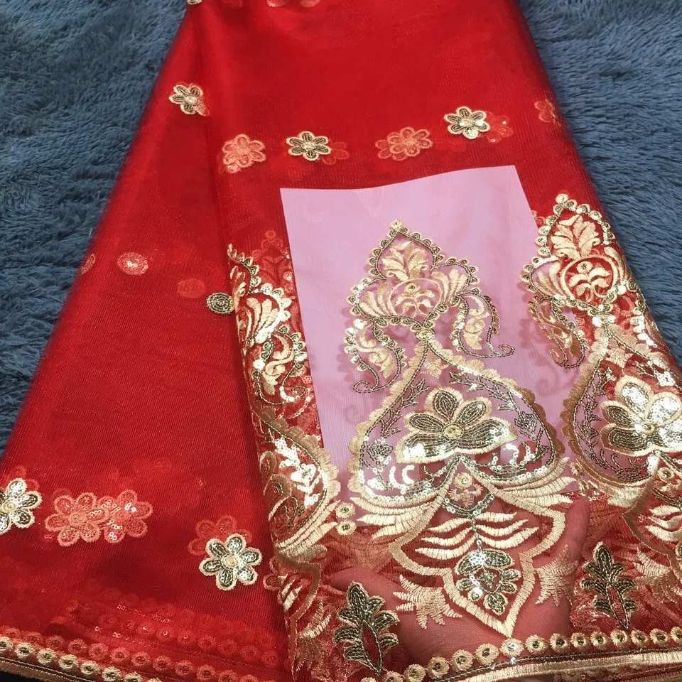 Multi Color African George Lace Fabric With Sequin Nigerian Wrapper High Quality For Dress A5 | Дом и сад
