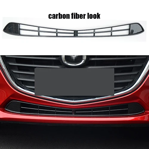 carbon fiber look Спортивный гоночный передний бампер Нижняя решетка сетка Решетка Вставка крышка отделка гарнир для Mazda 3 AXELA - Цвет: carbon fiber look