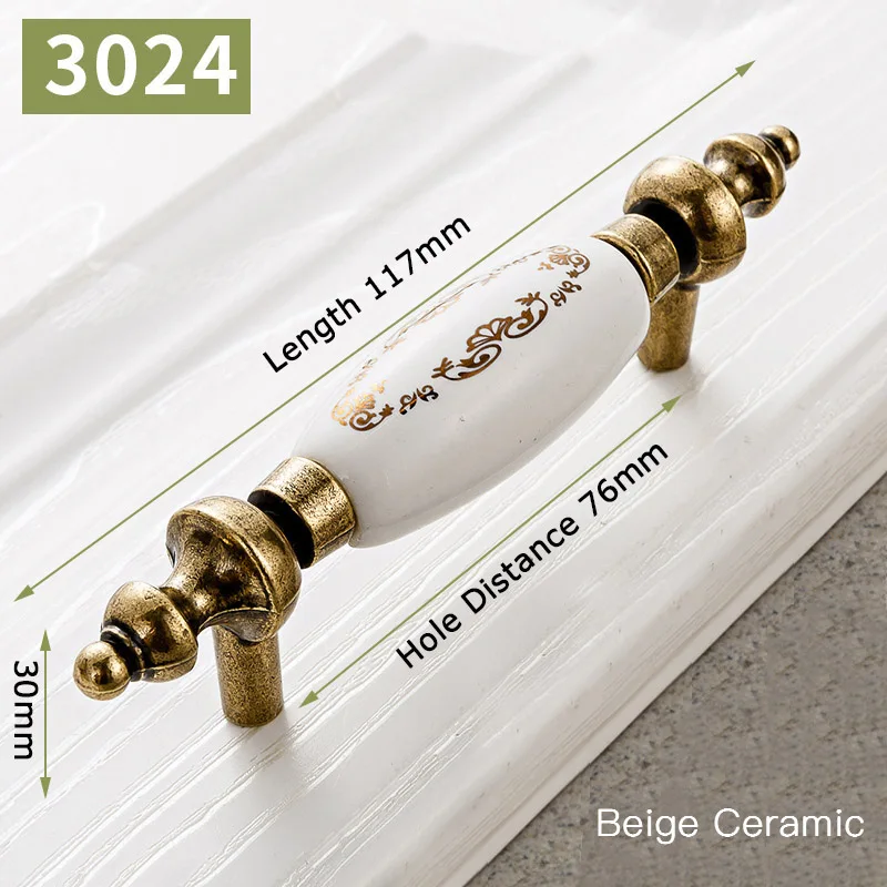 Handle-3024-76B KAK античная бронза керамические ручки для шкафов цинковый сплав Круглые Ручки для ящиков шкаф дверная ручка Европейское оборудование для обработки мебели - Цвет: Handle-3024-76B