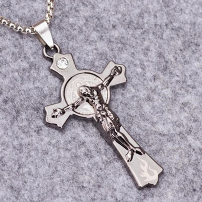 PUN Панк цепь из нержавеющей стали мужское колье цепочки мужской крест Иисуса
