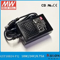 original meanwell gst18b24 p1j 18w 24v 0 75a level vi mean well desktop adaptor output interface 5 5mm2 1mm power supply