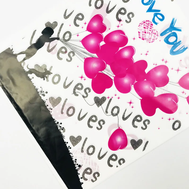 50 шт 20х30см черный I LOVE YOU в форме красного сердца Портативный пластиковый пакет