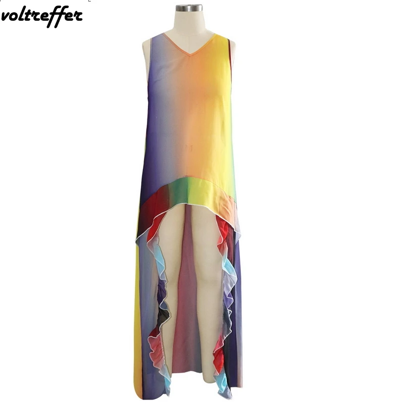 Tye Dye печати Танк сарафан для женщин халат Longue Femme ropa mujer свободные Африканский