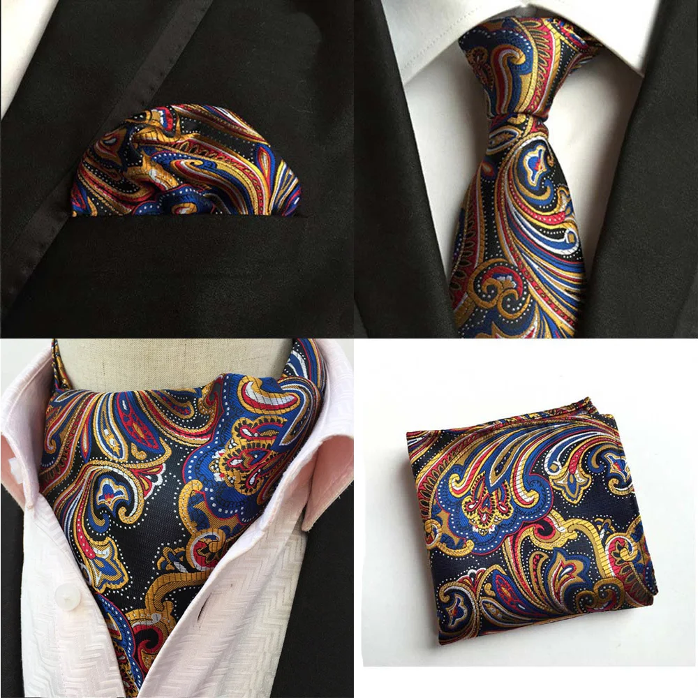 Мужской цветной шелковые галстуки с узором пейсли аскотский галстук платок