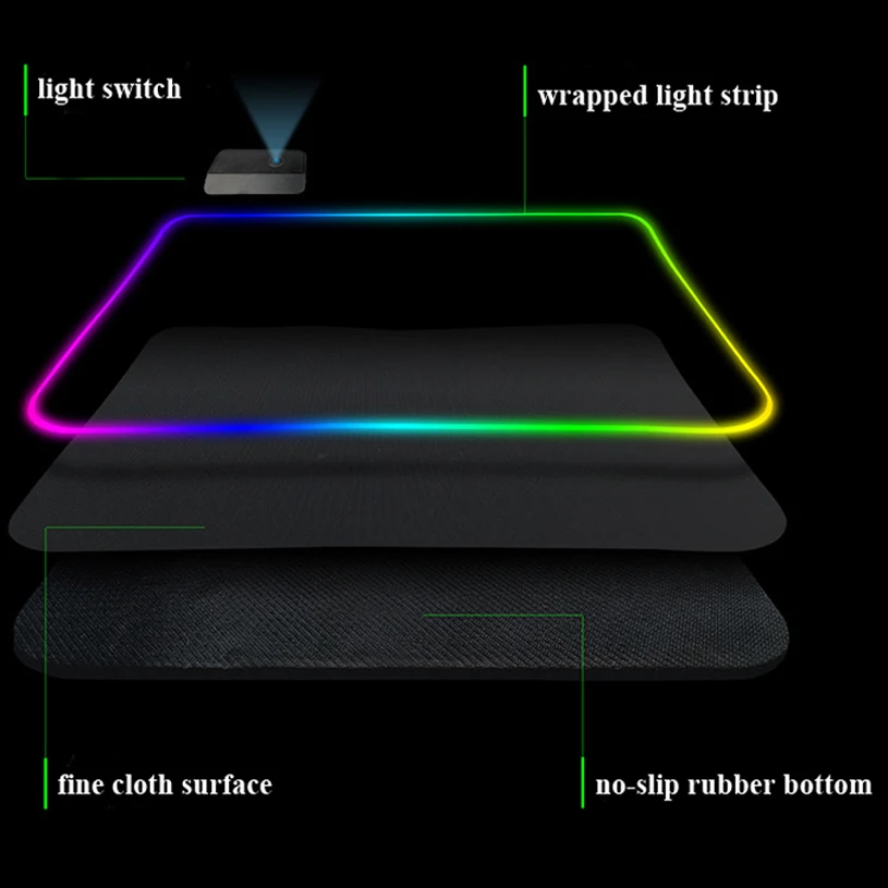 Большой красочный светодиодный RGB игровой коврик для мыши USB Проводная 800x300 мм геймерский большой коврик для мыши коврик для ноутбука 800x300 мм для ПК компьютера