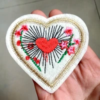 10pcsset heart patches iron on patch stickers for clothes motif appliques flower embroidery patch badge diy patchwork 3 sizes