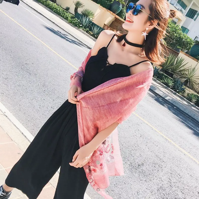 2018 new travel sunscreen shawl spring and autumn silk scarves female embroidered wool Variety scarf | Аксессуары для одежды