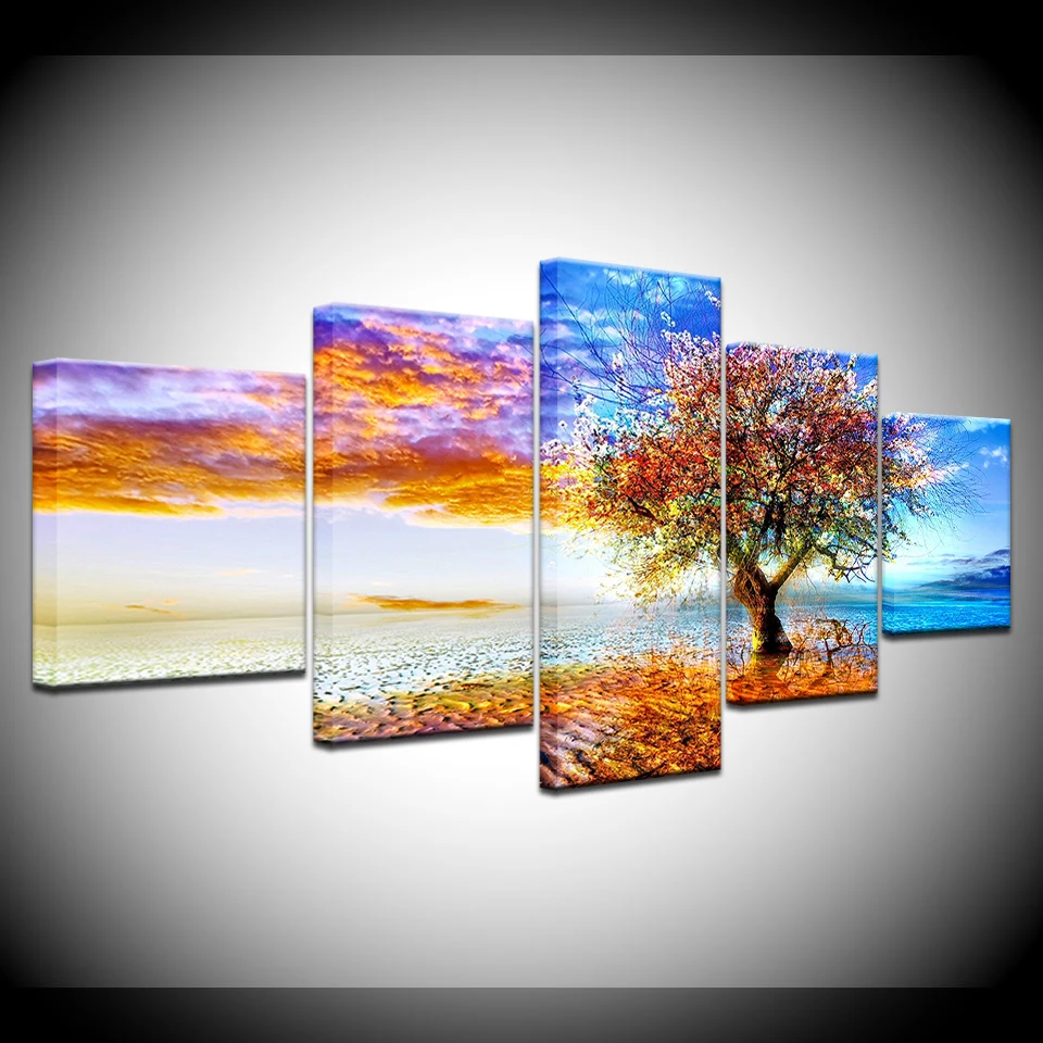 Художественная Модульная картина для гостиной дома 5 шт.|Рисование и каллиграфия|