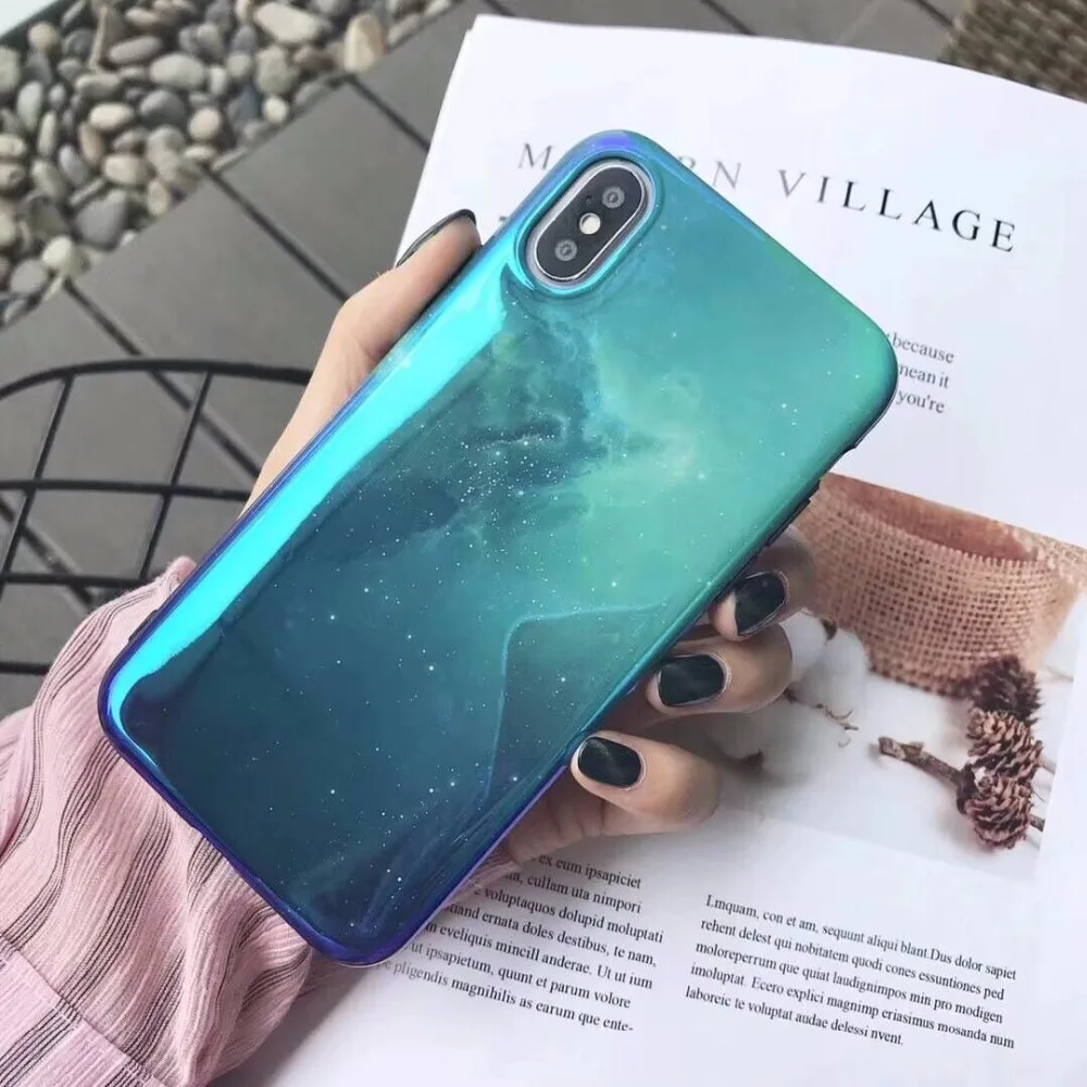 Чехол Triseoly для iPhone X 8 7 6 Plus отражающая поверхность с синим звездным небом чехол 6S