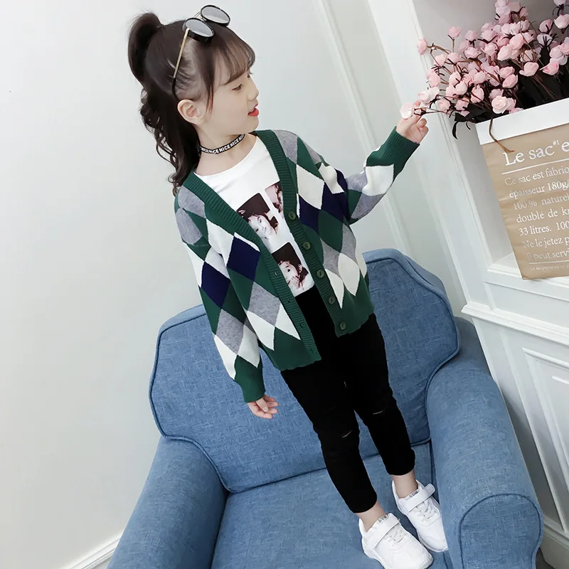 Свитер для девочек вязаный кардиган новинка 2018 корейский свитер с длинным