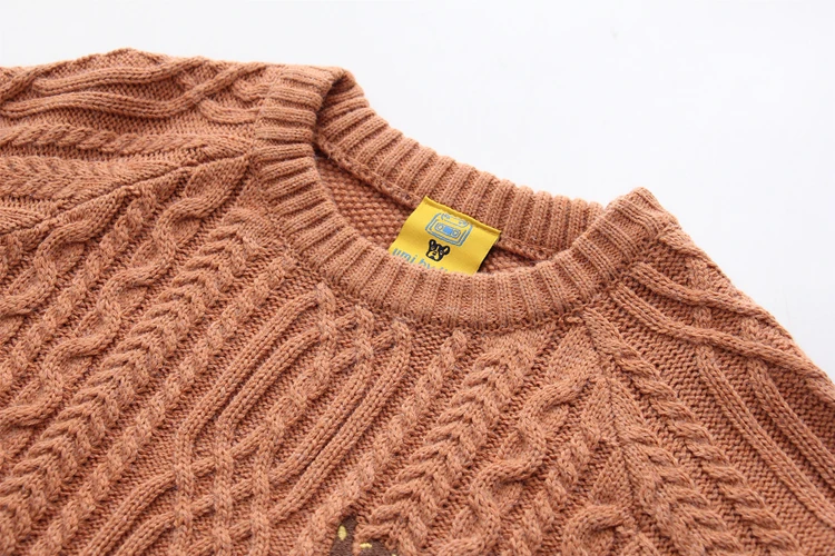 Vintage Sweaters O Neck Bear Embroidery Casual Autumn Winter Knitted Pullover Long Sleeve Thick Warm Sweater 2017 New Design | Женская