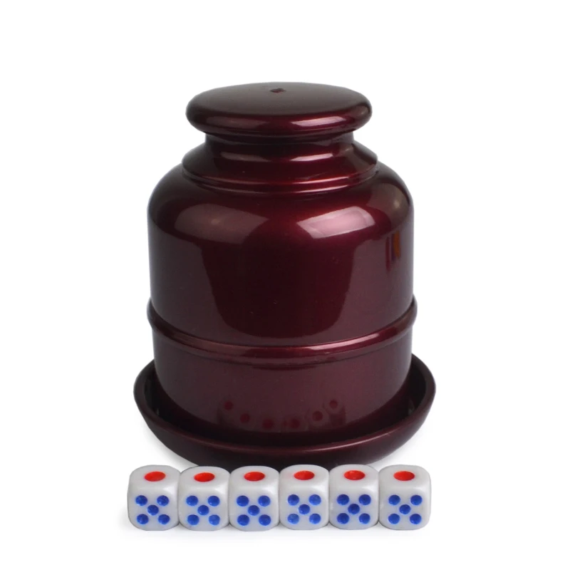 

Plastic Dice Cup With 6pcs Dice With Tray Bright Gambling Casino KTV Bar High-grade Colorful