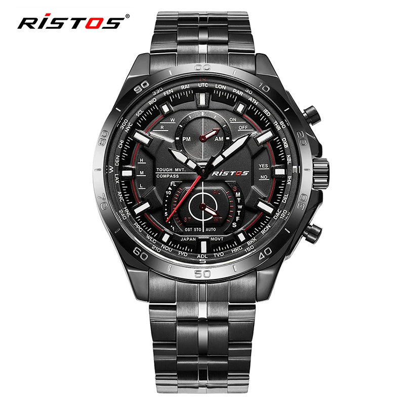 Модные ristos полный Нержавеющая сталь часы Reloj Hombre Экстремальные виды спорта
