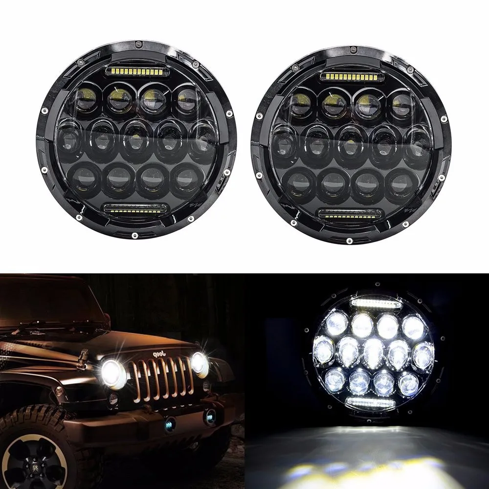 

Promotion! 2pcs 7 Inch 75W Hi/ Lo LED Car Headlight DRL 12V 24V Driving head Light for Jeep Wrangler