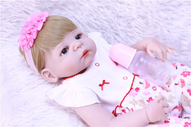 22&quot bebe princess reborn Full Silicone Body baby Doll Toys Lifelike newborn girl play house toy dolls for children gift | Игрушки и