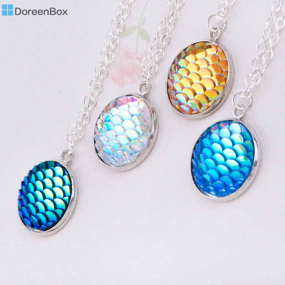 Doreen Box Русалка из смолы дракон весы кабошон кулон ожерелье круглая звеньевая