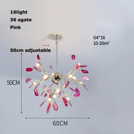 16light pink G4 led железные в стиле постмодерн Агатовая люстра светлячок. Люстра освещение подвесной светильник Lampen Lustre для столовой фойе - Цвет абажура: 16light pink