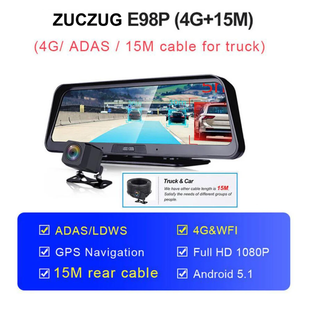 Новинка 1" потоковая 4G adas dash cam Android автоматическая камера двойная камера для автомобиля центральная консоль Зеркало для автомобиля и грузовика dash cam era