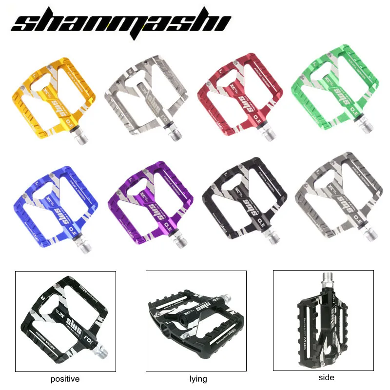 

SHANMASHI Cycling Pedals Aluminum Alloy DU Bearings 97*105*18mm MTB Bicycle Pedal Black Green Silver BMX Bike Pedal