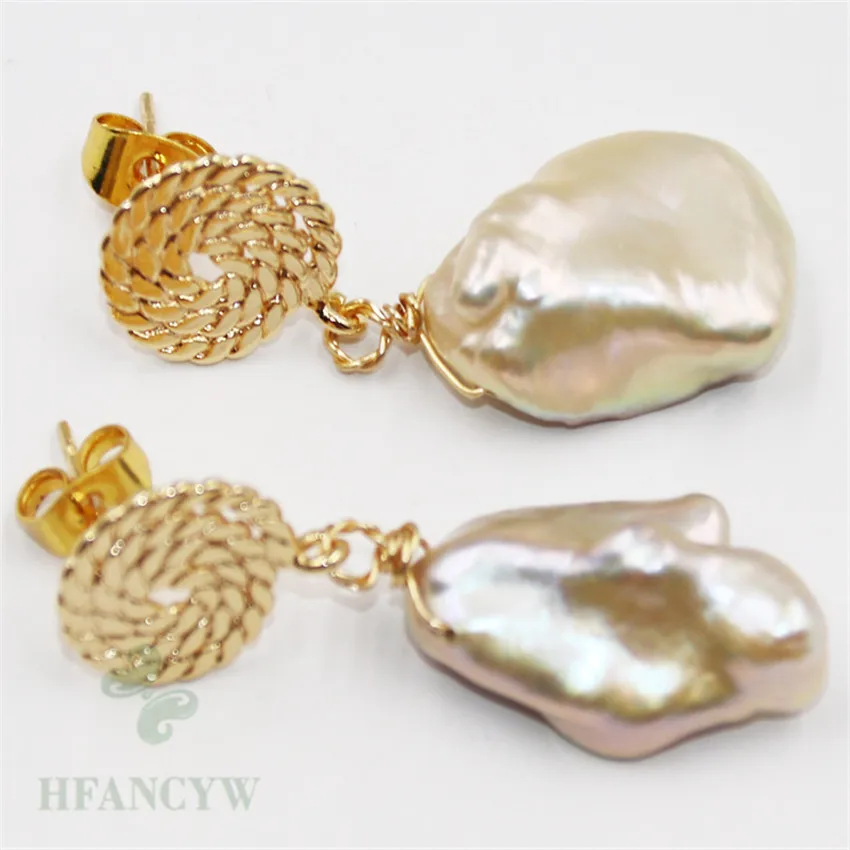 Серьги с барочным жемчугом 14 15 мм белые серьги крючком ушанка роскошные