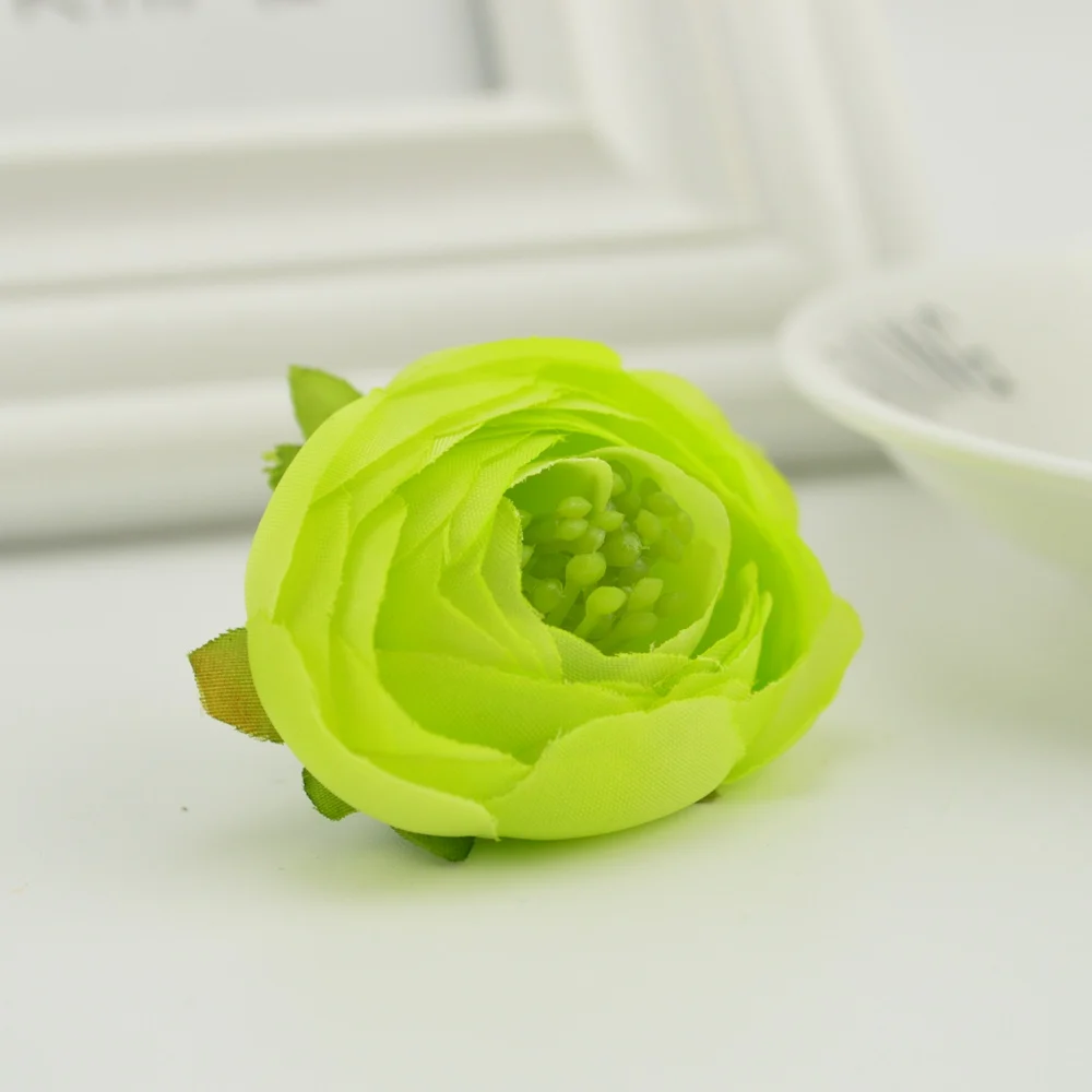 green 5 шт. шелковые Чайные розы тычинки для рукоделия дома Свадебные украшения, аксессуары diy букет невесты недорогие искусственные цветы - Цвет: green