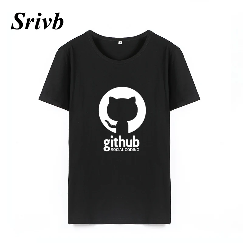 Женская хлопковая свободная футболка Srivb Github черная и белая большого размера