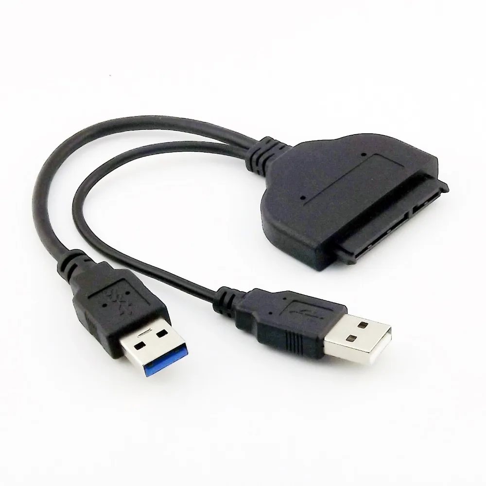 

1x SATA 2,5 дюйма 7 + 15 контактов 22 контакта к USB 3,0 A + USB 2,0 A Штекерный кабель адаптера для передачи данных жесткого диска 20 см