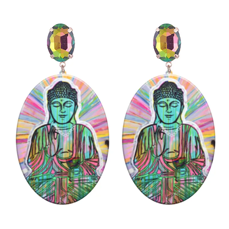 Sehuoran Aretes Budha Picture Большие серьги-подвески для женщин элемент модные ювелирные изделия Brincos Oorbellen подарки