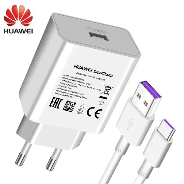 Huawei mate20 зарядное устройство mate20 pro lite mate20 X P20 Pro Lite Honor 10 V10 View 10 Nova 3e SuperCharge 22,5 Вт 5A usb type C кабель - Тип штекера: EU with 5A cable