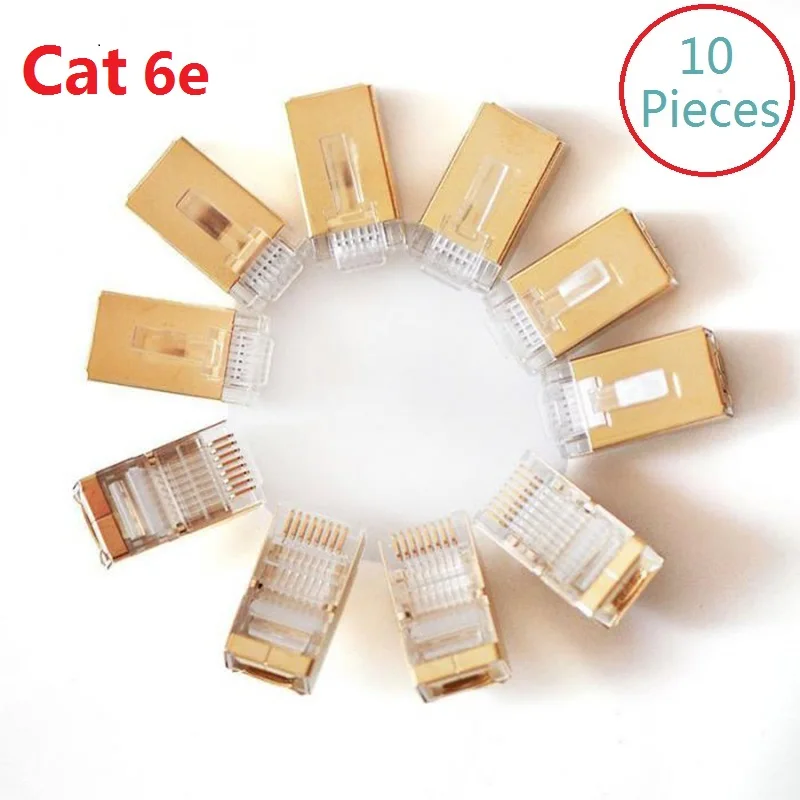 10 шт./лот CAT6e позолоченный FTP RJ45 сетевой кабель Модульный штекер 8P8C кристальная