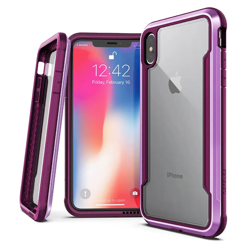 Purple X-Doria Defense Shield чехол для телефона для iPhone XR XS Max военный класс падение протестированный чехол Coque для iPhone X XS Max Алюминиевый Чехол - Цвет: Purple