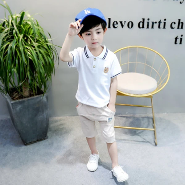 white Boys Summer Clothes Sets Toddler Baby T-shirt+Pant 2pcs Kids Outfit Tracksuit For 1 2 3 4 5 Years Boys Costume Children Clothing - Цвет: white