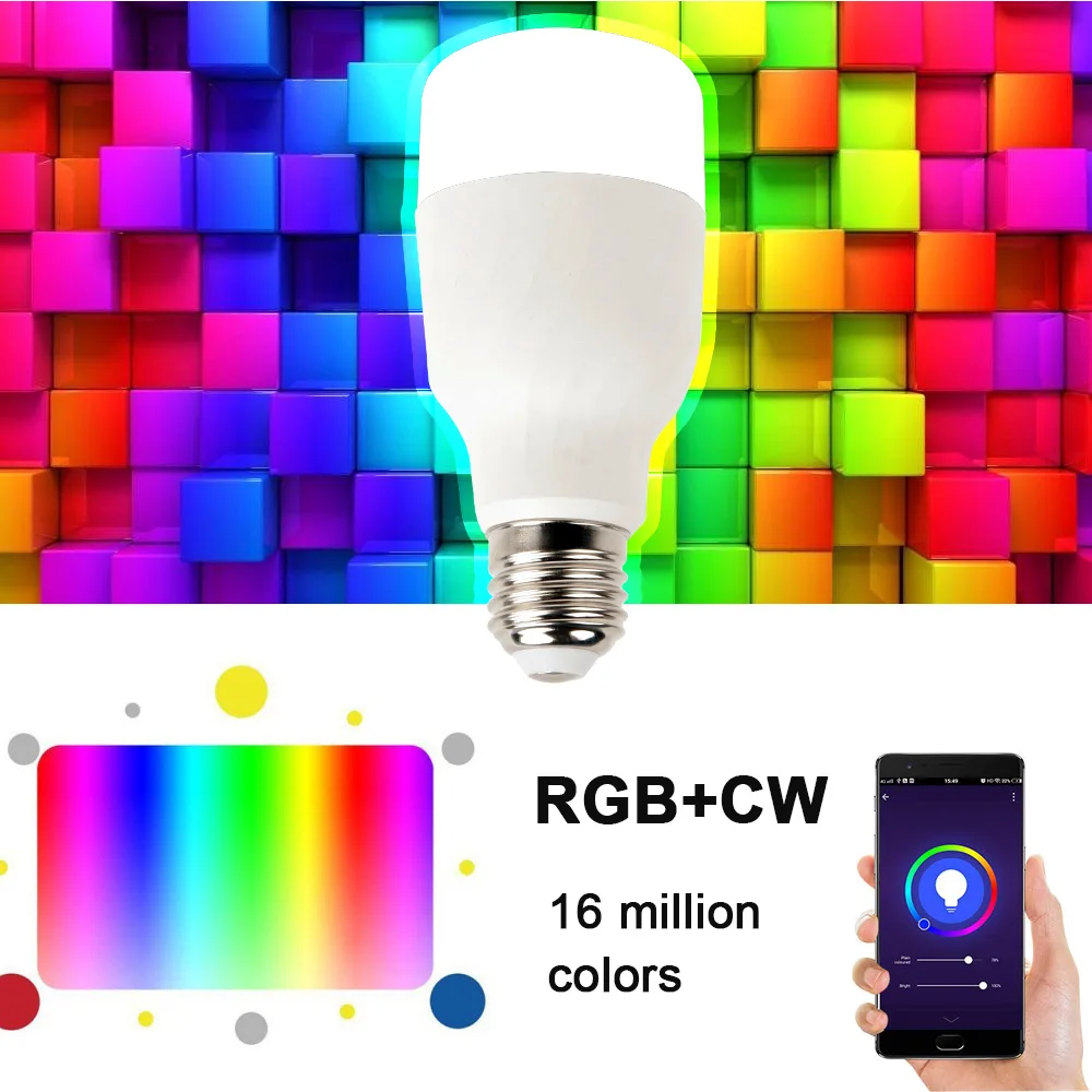 Умная лампа WiFi умная цветная светодиодная RGBCW приложение дистанционное