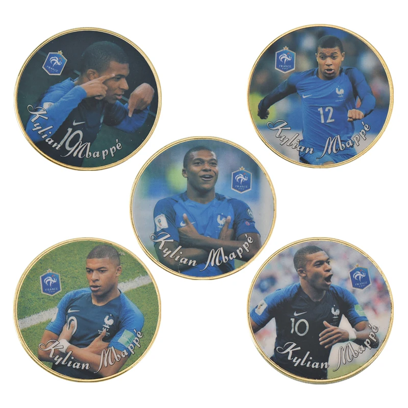 WR 5 шт. французская Футбольная звезда кайлянь Mbappe золотые монеты оригинальные