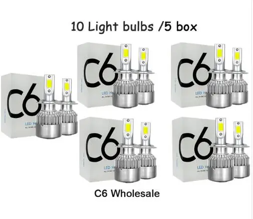 Elglux 6000K 12V C6 H3 H7 H1 8000LM 9007 H13 H4 H11 авто светодиодные лампы для фар Пуля Супер яркий Турбокомпрессор 《 автомобильный светильник светодиодный потолочный светильник - Испускаемый цвет: 5pairs(10ps include)