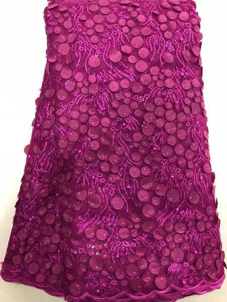 Африканская кружевная ткань 2019 пурпурная Высококачественная 5 ярдов Тюлевая