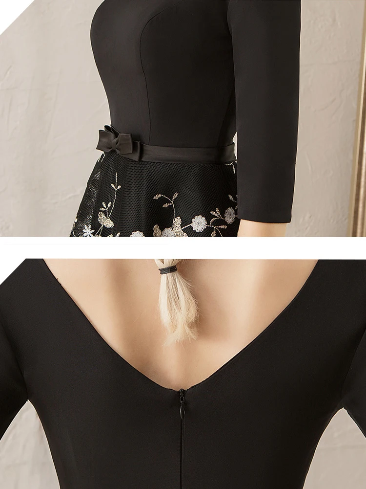 Вечернее платье черное сексуальное с v-образным вырезом Robe De Soiree длинного размера плюс с открытой спиной платья для выпускного вечера женские вечерние платья с коротким рукавом E564