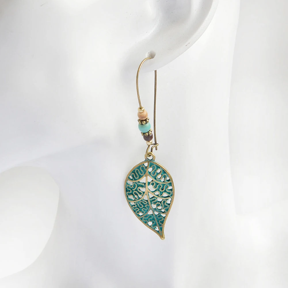 Bluelans Fashion Women Hollow Leaves Dangle Hook Beads Earring Bohemia Charm Jewelry | Украшения и аксессуары
